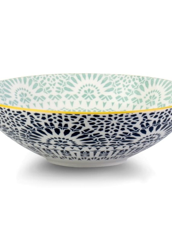 Paisley Bleu Porcelain Pasta Salad Poke Bowl, 21 cm- 25oz