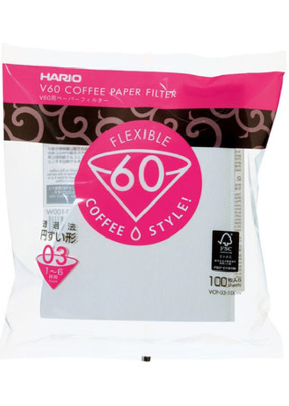 Hario Hario V60-03 Coffee Filter 100 pk