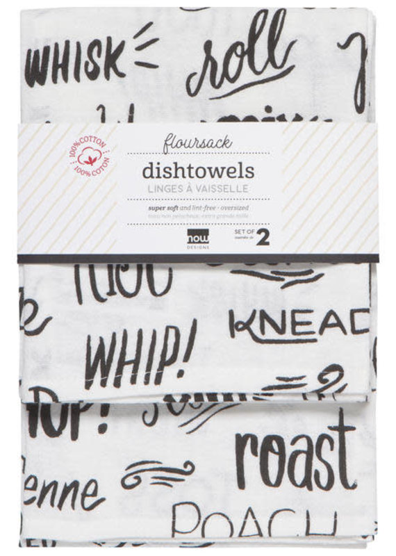 Danica/Now Designs Floursack Towel Set/2 Kitchen Words Black