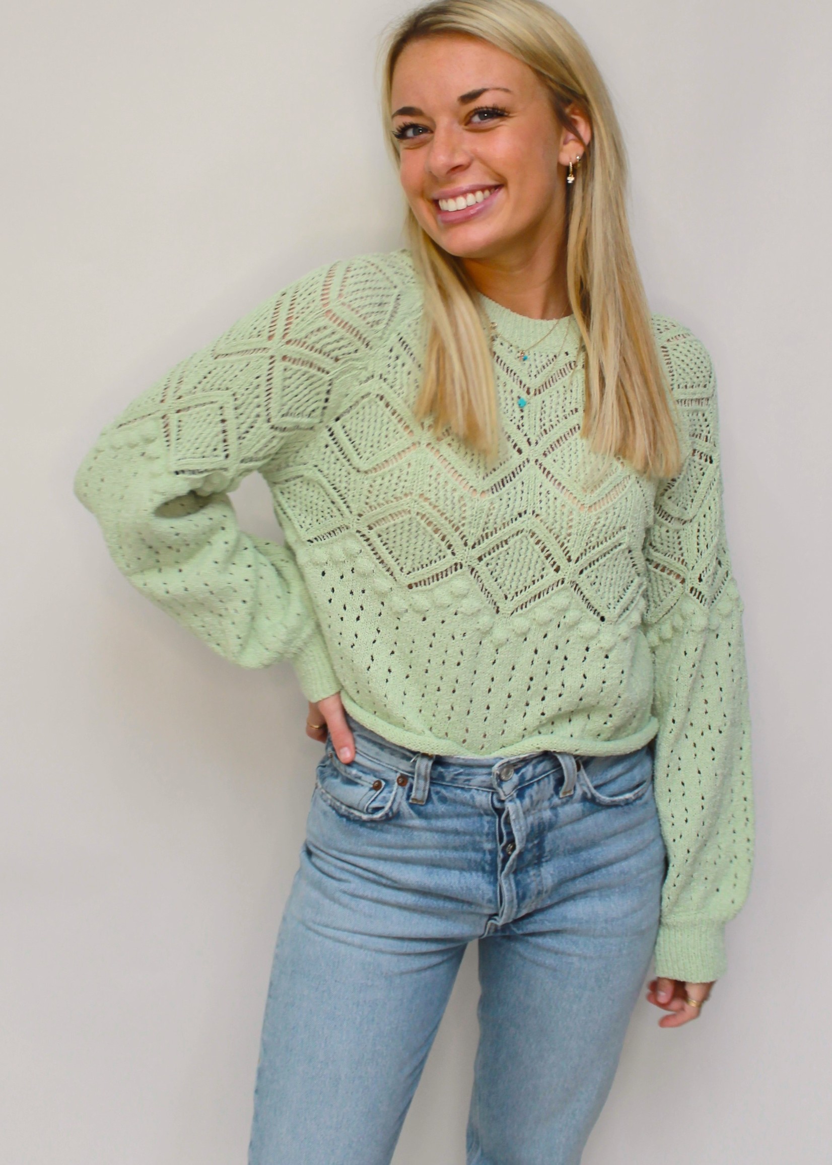 Halo Sage Crochet Sweater