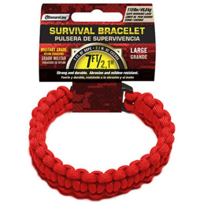 Survival Bracelet - Large, Red by SecureLine