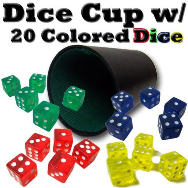 Dice Cup, Synthetic Leather With 20 Dice
