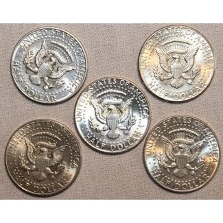 5 Count Kennedy Half Dollar U.S. Coins, same year by U.S. Mint (M10)