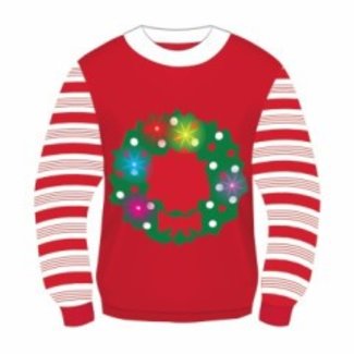 Forum Novelties Christmas Sweater, Light Up Wreath - L 42-44