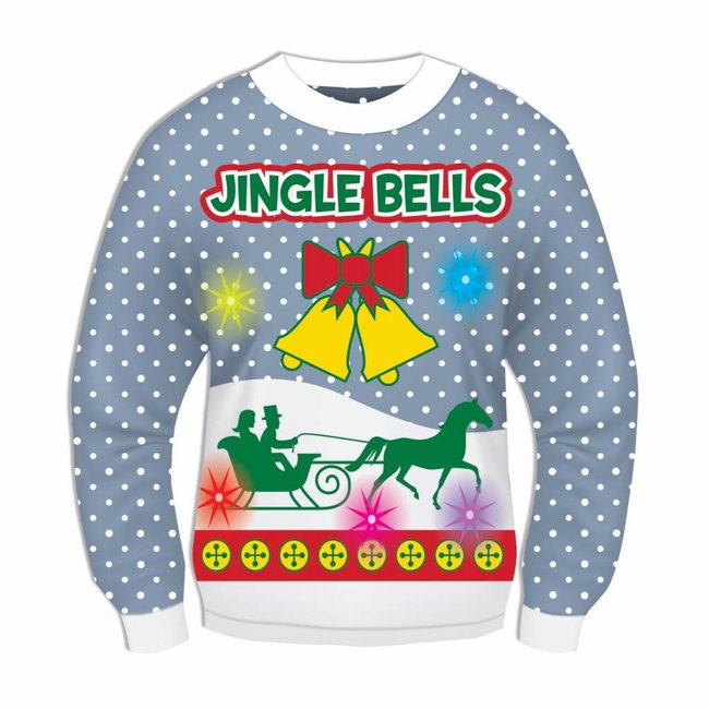 Forum Novelties Christmas Sweater, Jingle Bells BLUE Light  Sound!  XL 46-48
