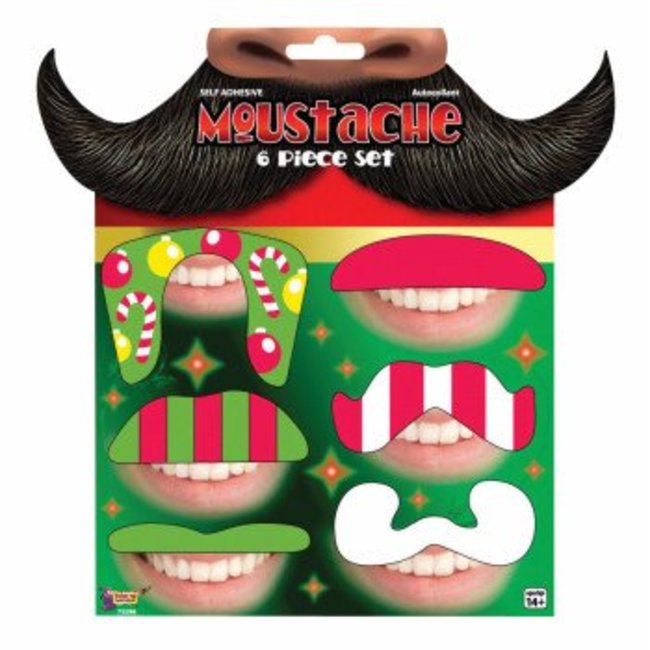 Forum Novelties Christmas Moustache - 6 Set