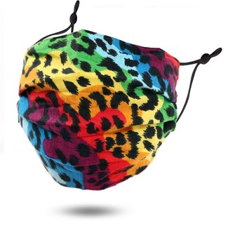 Face Mask Rainbow Leopard Cotton, Washable/Reusable SL-5