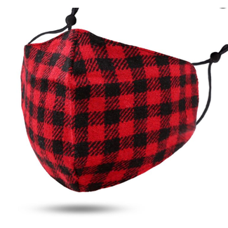 Face Mask Red Flannel Look, Cotton Washable/Reusable SL- 3