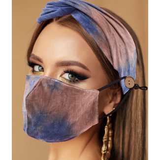 Face Mask & Headband Purple and Brown, Washable/Reusable SL- 8