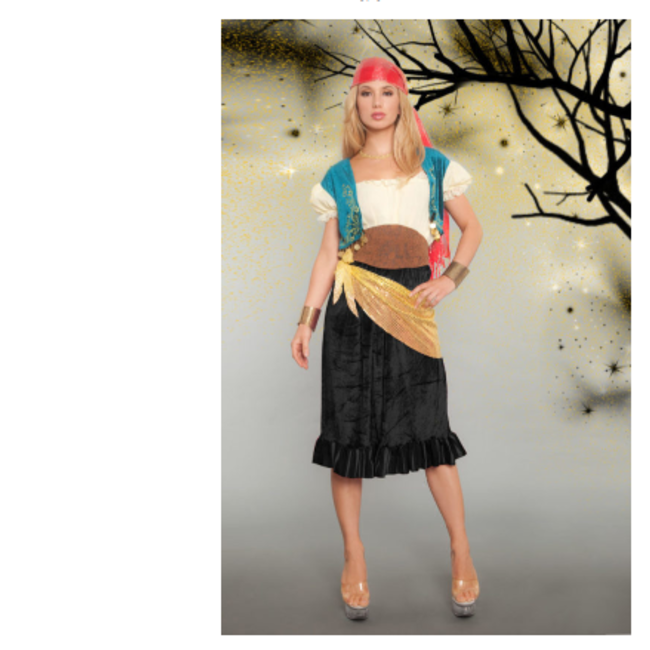 WF 4152 Gypsy Costume, 2 Pc. Set Size M/L – Includes Dress and Bandana