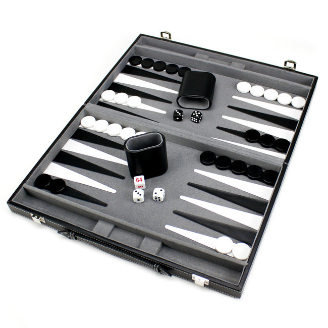 Brybelly Backgammon  15in Backgammon Set with Stitched Black Leatherette Case