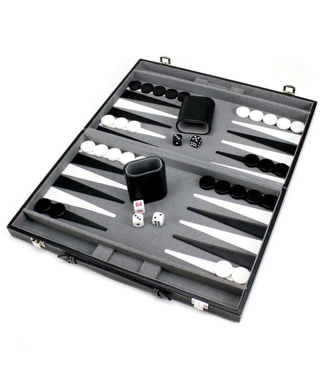 Brybelly Backgammon  15in Backgammon Set with Stitched Black Leatherette Case