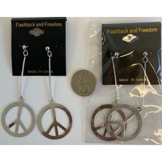 Earrings Peace Sign Silver by Flashback And Freedom Inc
