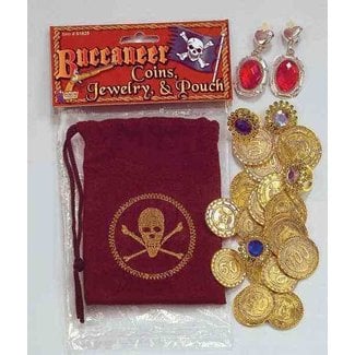 Forum Novelties Pirate Buccaneer Coins, Jewelry And Pouch