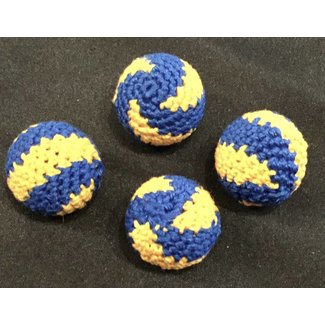 Ronjo Crocheted Balls Acrylic  4 pk, 3/4 inch - Swirl Blue/Yellow M8