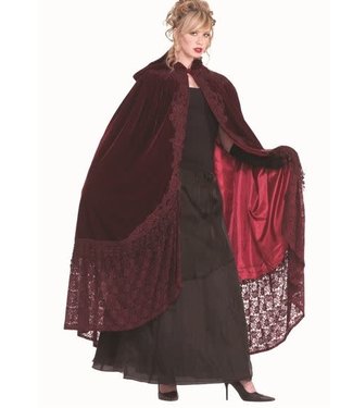 Forum Novelties Victorian Cape With Lace - Burgundy