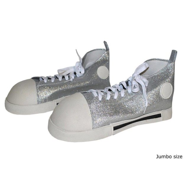 Funny Fashion Clown Shoes Silver Glitter - Adult