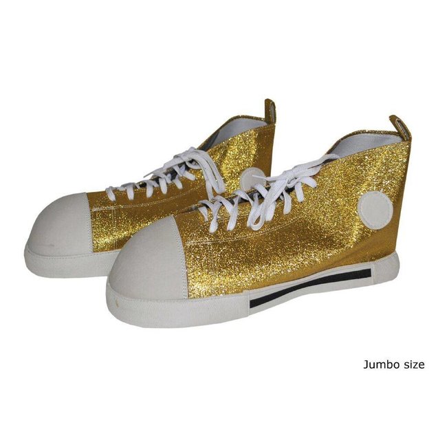 Funny Fashion Clown Shoes Gold Glitter - Adult