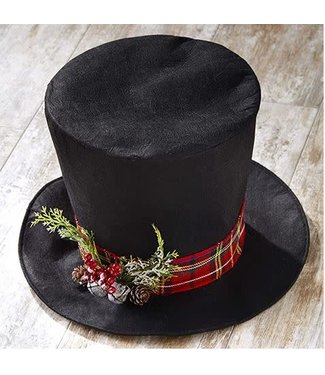 Christmas Tree Topper Black Top Hat Vintage Look, Faux Mistletoe by The Lakeside Collection