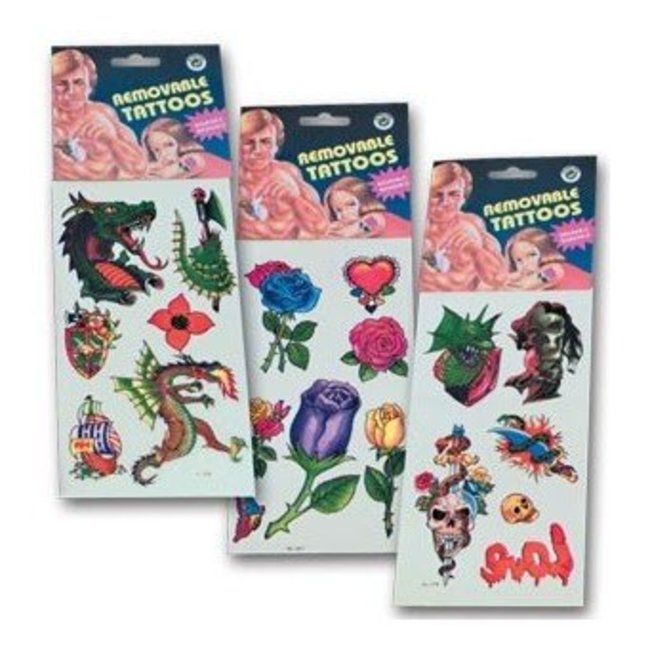 Colorful Assortment Temporary Tattoos 1 Sheet