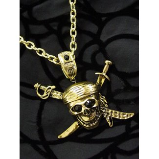 Pirate Skull And Swords Necklace by Flashback And Freedom Inc