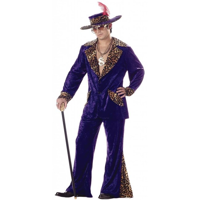 Pimp, Purple with Leopard - Large 42-46 by California Costumes