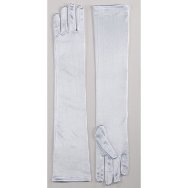 Gloves White Elbow Length Satin