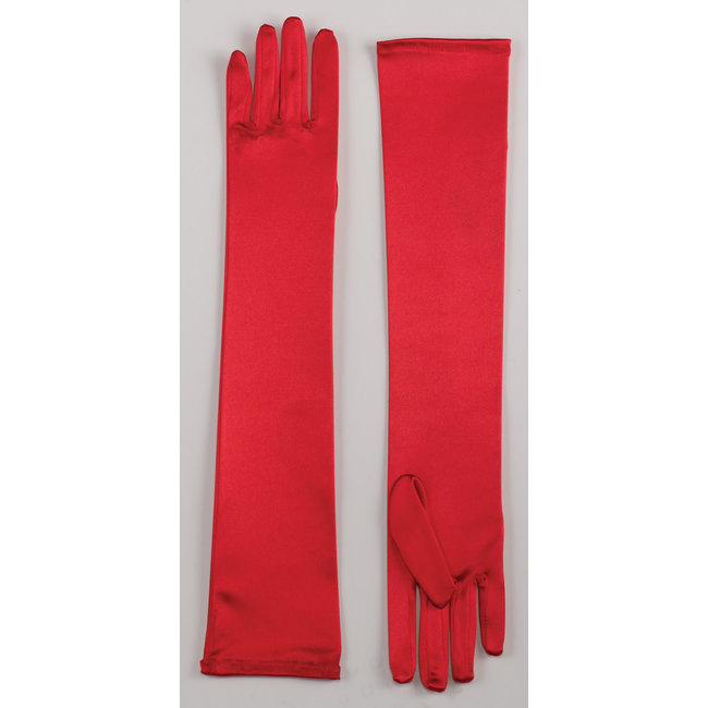 Gloves Red Elbow Length Satin