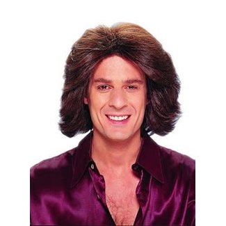 Costume Culture by Franco American Deluxe Feathered 70's Wig - Male Brown