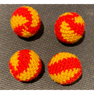 Ronjo Crocheted Balls Acrylic 4 pk, 3/4 inch - Swirl Red/Yellow M8