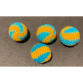 Ronjo Crocheted Balls Acrylic 4 pk, 3/4 inch - Swirl Teal/Yellow Irregular M8
