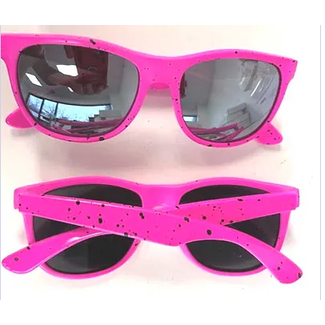 Sunglasses Pink w/Black Specs Mirror Lenses