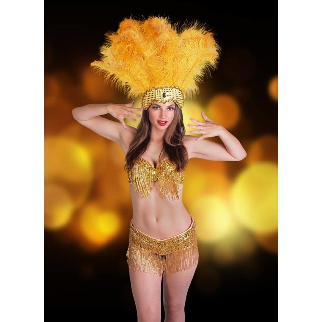 Samba Bra Sequin/Beaded/Fringe, Gold - M/L by Western Fashion Inc