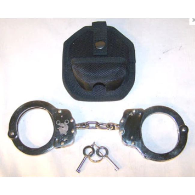 Handcuffs Deluxe Chrome Police Double Lock With Chain