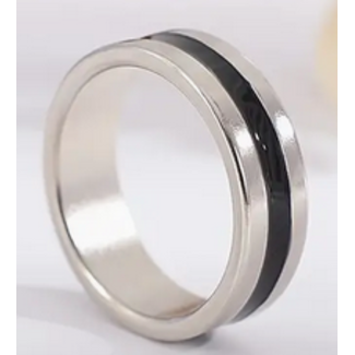 PK Ring Silver w/Black - Large