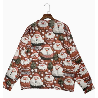 Ugly Christmas Sweater Santa 3D Women Size 8-10 Large
