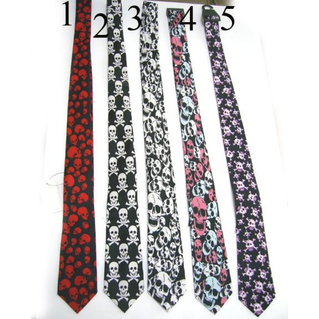 Necktie Skull and Crossbones black and white by american passion