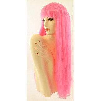 Morris Costumes and Lacey Fashions Long Pageboy Lt, Pink Wig