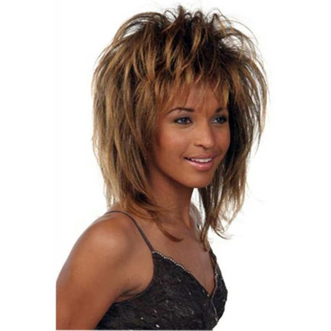 Morris Costumes and Lacey Fashions Tina, Deluxe, Brown Frosted Mix - Wig