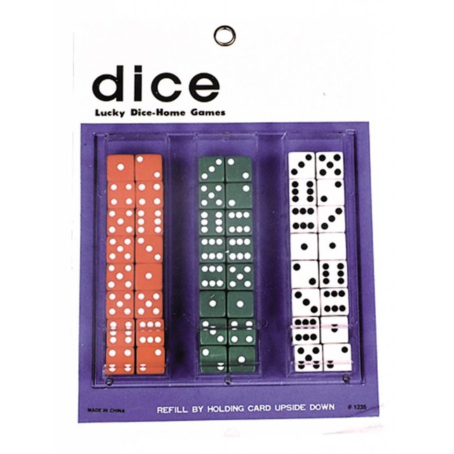 Dice Pair 5/8 - Asst Colors Wht/Red/Green