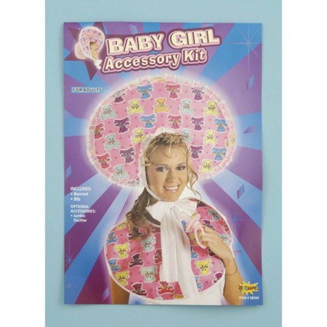 Forum Novelties Baby Girl Accessory Bib/Bonnet Kit, Adut