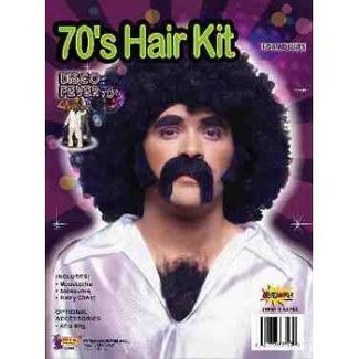 Forum Novelties Men's 70's Disco Hair Kit - Moustache, Sideburns and Hairy Chest