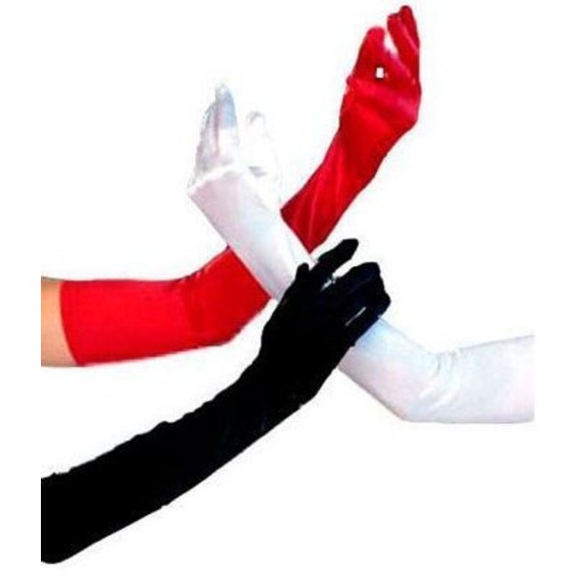 Gloves Red Shoulder Length Satin
