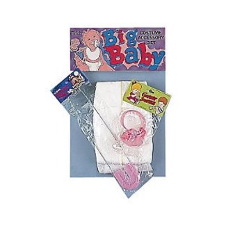 Forum Novelties Adult Baby Kit, Pink - Diaper/Pacifier/Pin