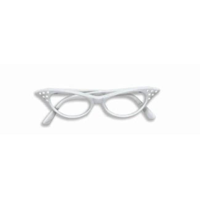 Forum Novelties Glasses 50's Rhinestone Eye - White