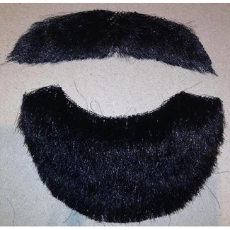 Beard And Moustache Human Hair Black by Costume Mates