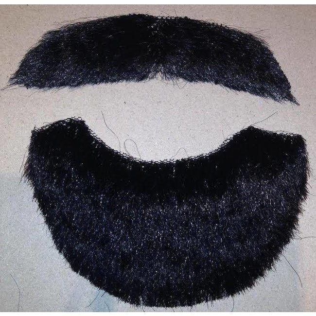 Beard And Moustache Human Hair Black by Costume Mates