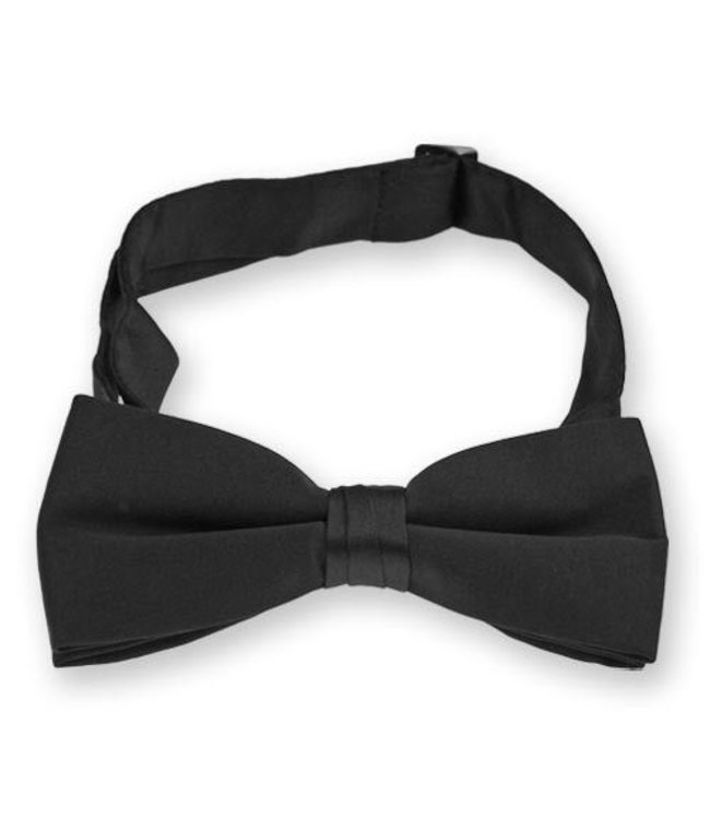 Bow Tie With Band - Black Satin