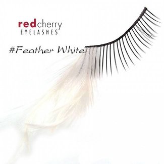Red Cherry Eyelashes w/Feather White FWHT