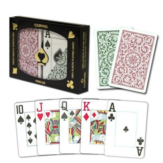 Copag Copag 1546 Green and Burgundy Poker Size Jumbo Index Double Deck  (M5)